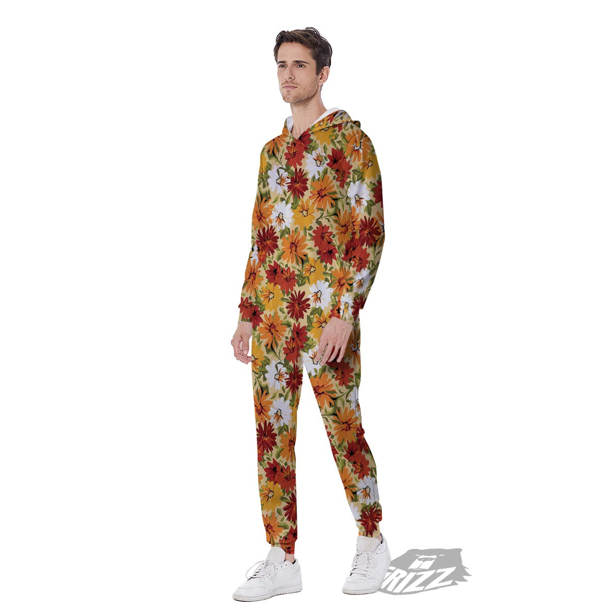 Sunflower Red Print Pattern Men's Jumpsuit-grizzshop