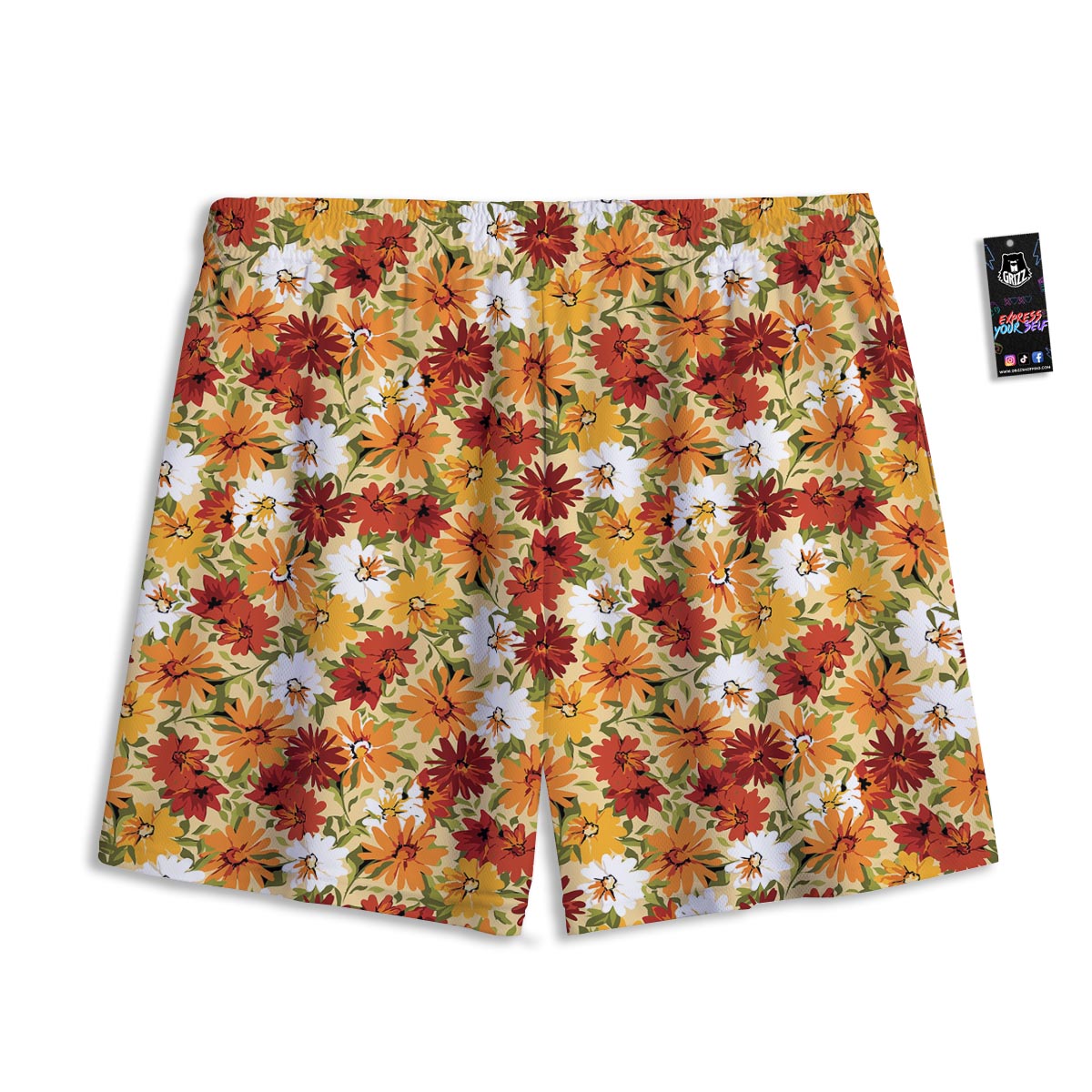 Sunflower Red Print Pattern Mesh Shorts