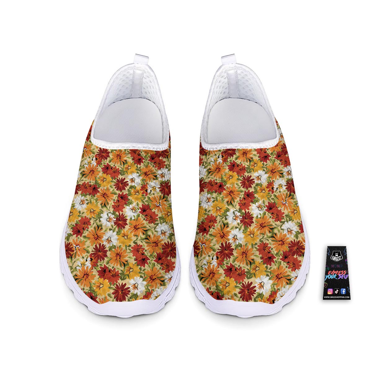 Sunflower Red Print Pattern Nurse Shoes-grizzshop
