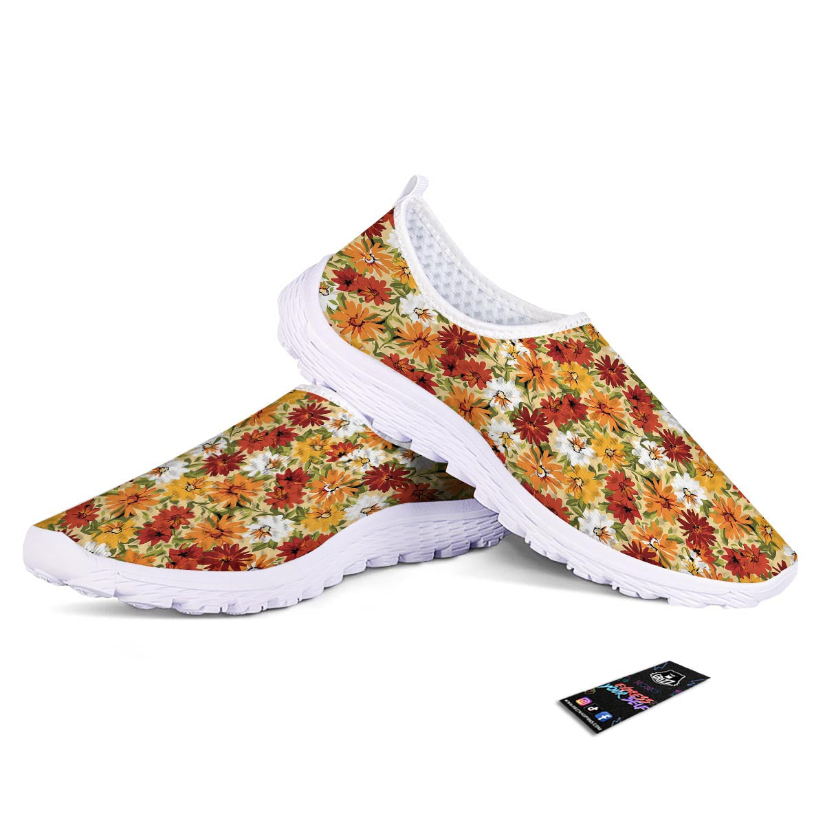 Sunflower Red Print Pattern Nurse Shoes-grizzshop