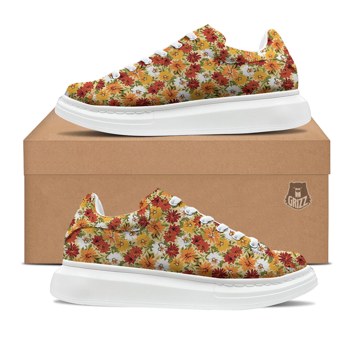 Sunflower Red Print Pattern Platform Shoes-grizzshop