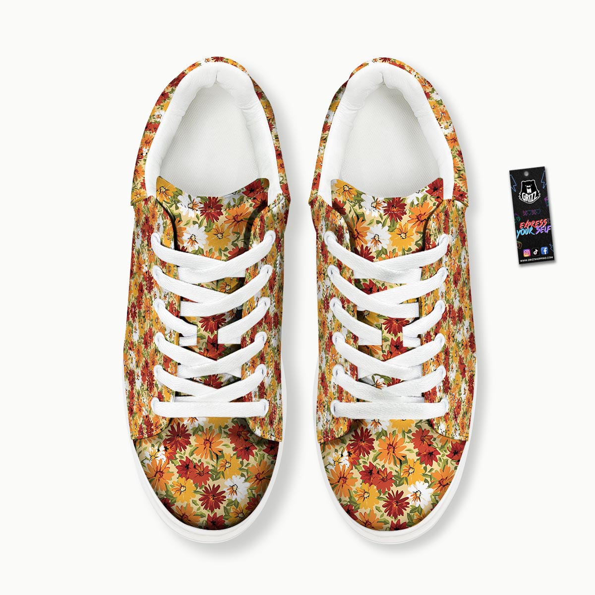 Sunflower Red Print Pattern Platform Shoes-grizzshop