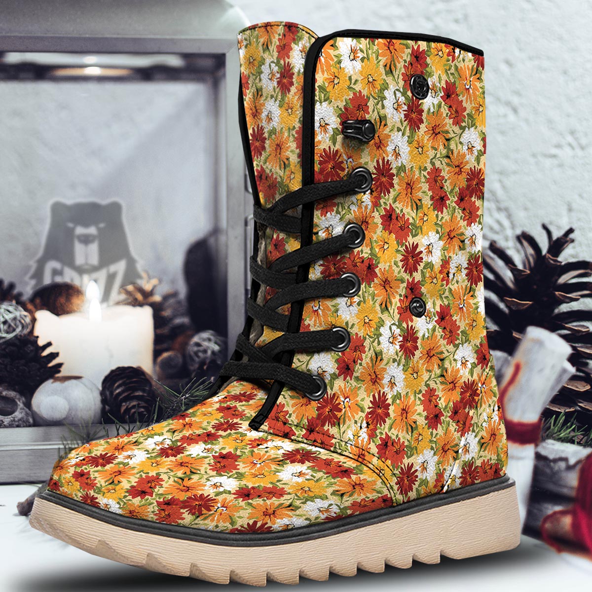 Sunflower Red Print Pattern Snow Boots-grizzshop
