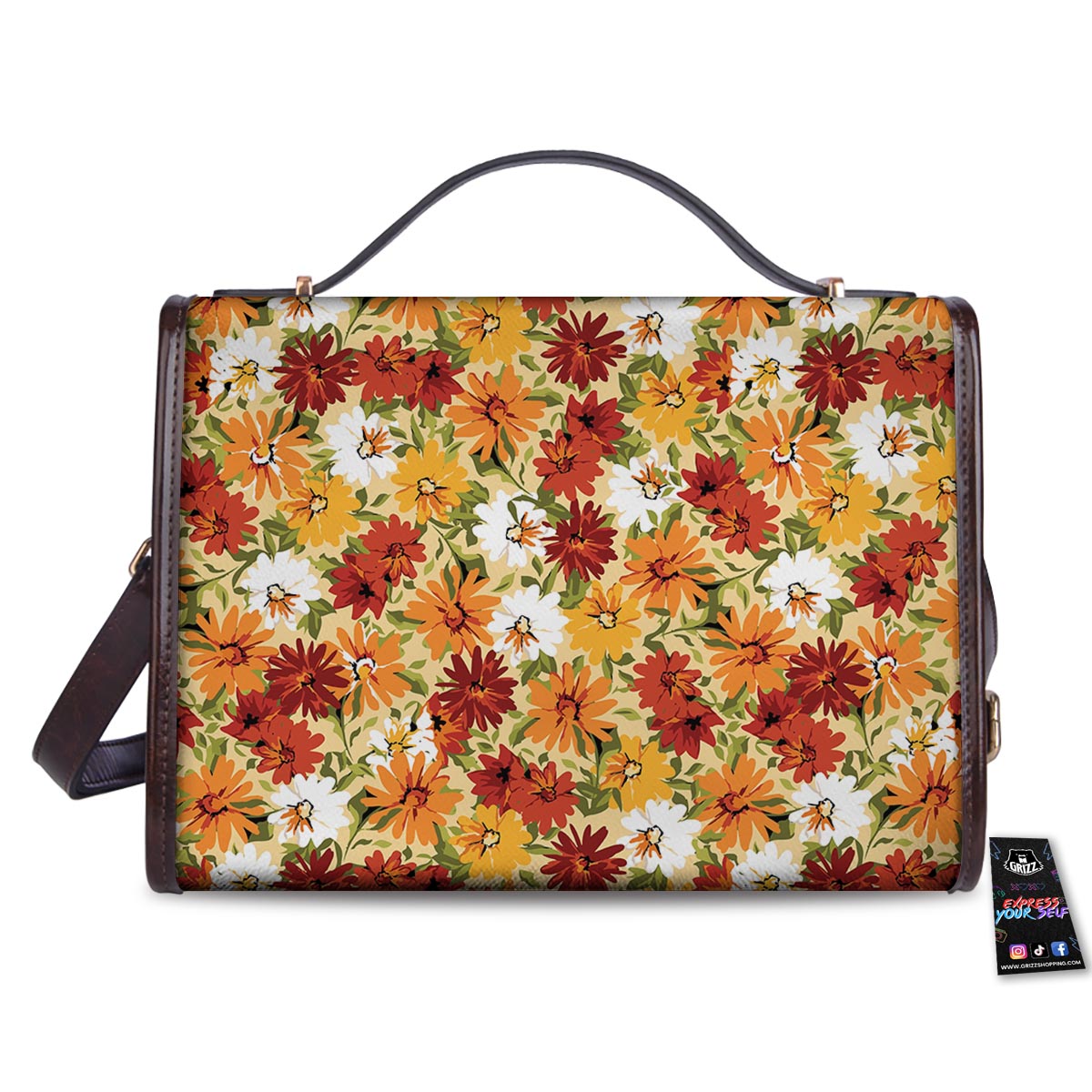 Sunflower Red Print Pattern Women's Satchel Bag-grizzshop