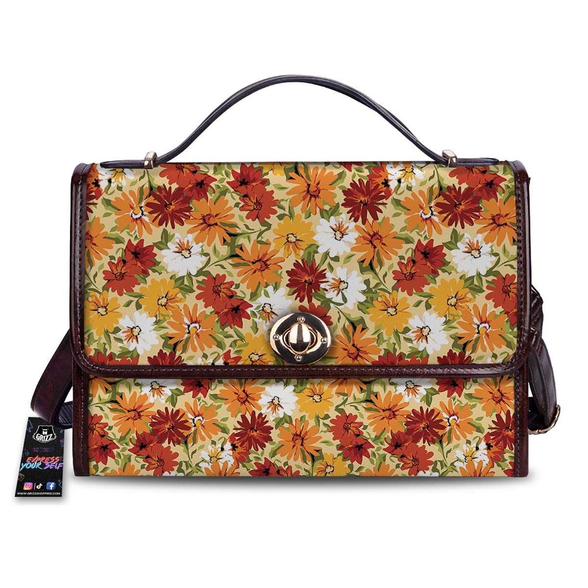 Sunflower Red Print Pattern Women's Satchel Bag-grizzshop