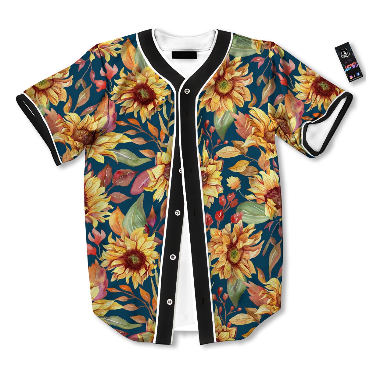 Sunflower Sage Watercolor Print Pattern Baseball Jersey-grizzshop