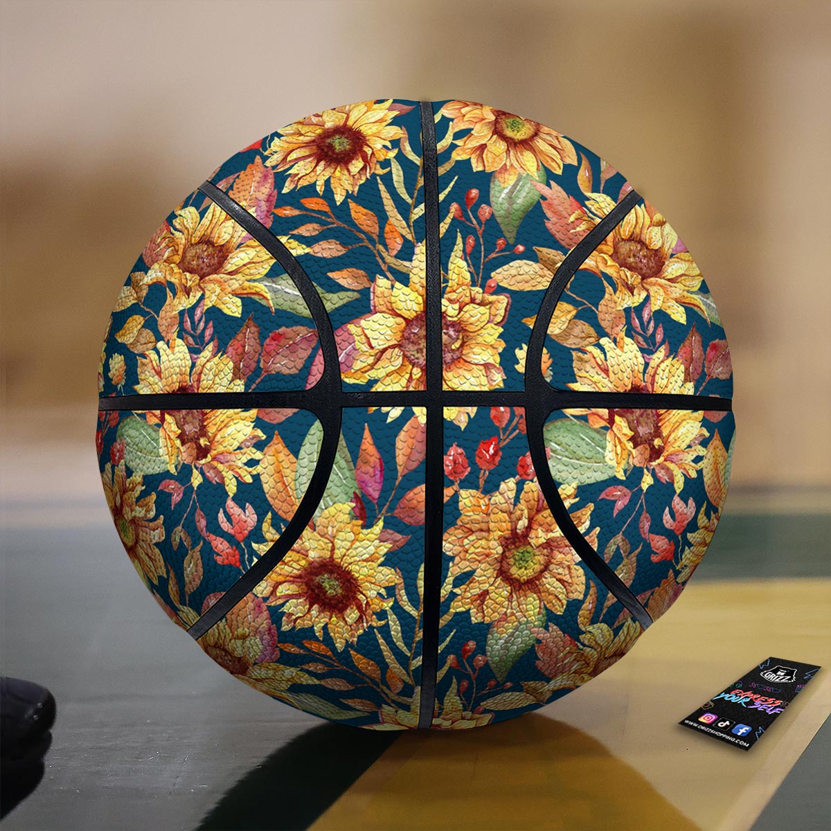Sunflower Sage Watercolor Print Pattern Basketball-grizzshop