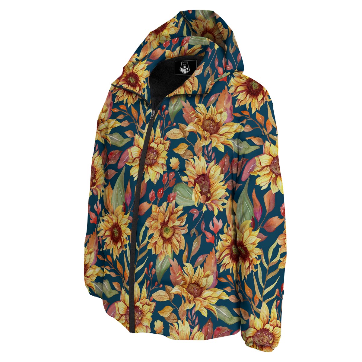 Sunflower Sage Watercolor Print Pattern Down Jacket-grizzshop