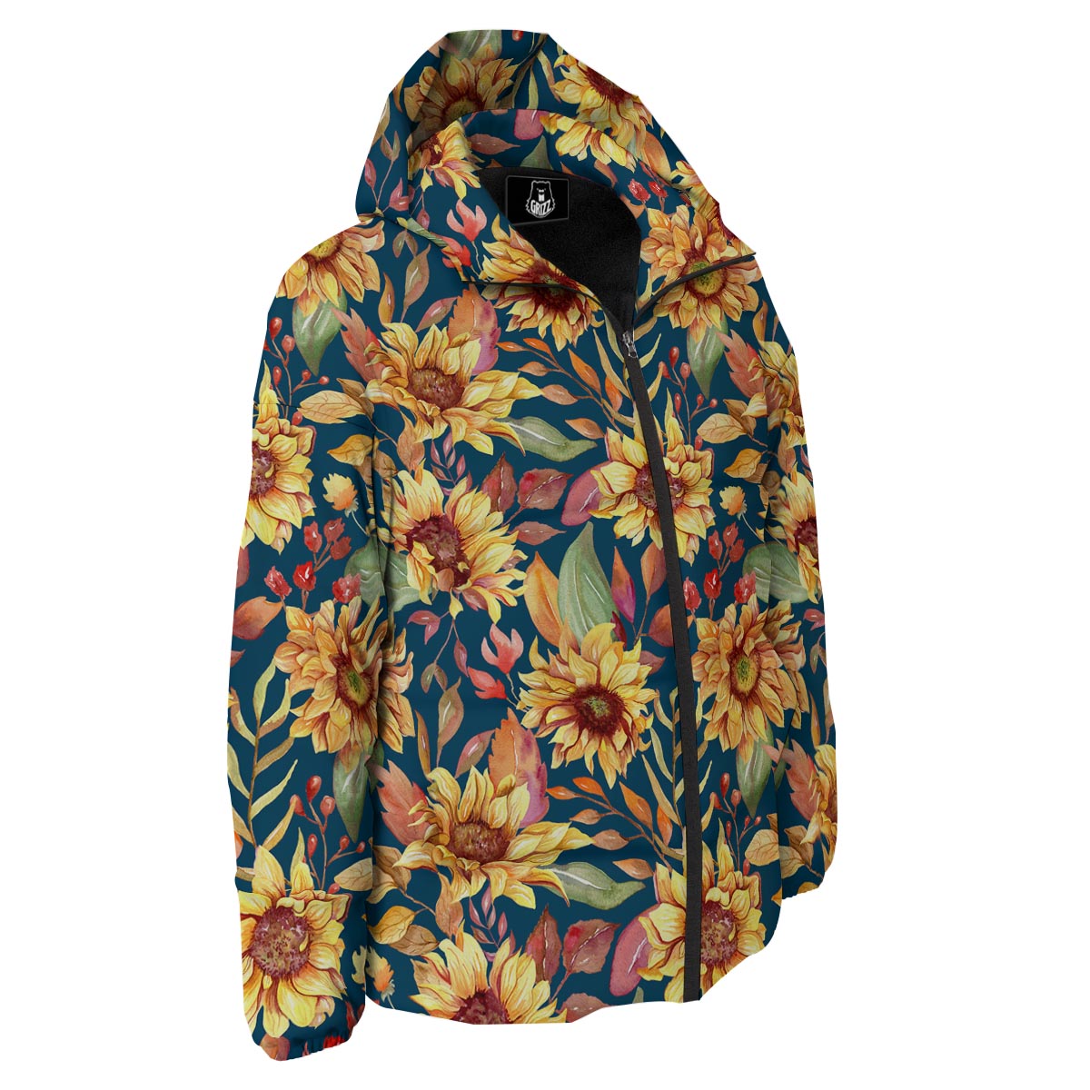 Sunflower Sage Watercolor Print Pattern Down Jacket-grizzshop