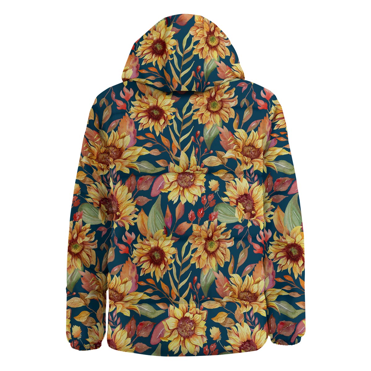 Sunflower Sage Watercolor Print Pattern Down Jacket-grizzshop
