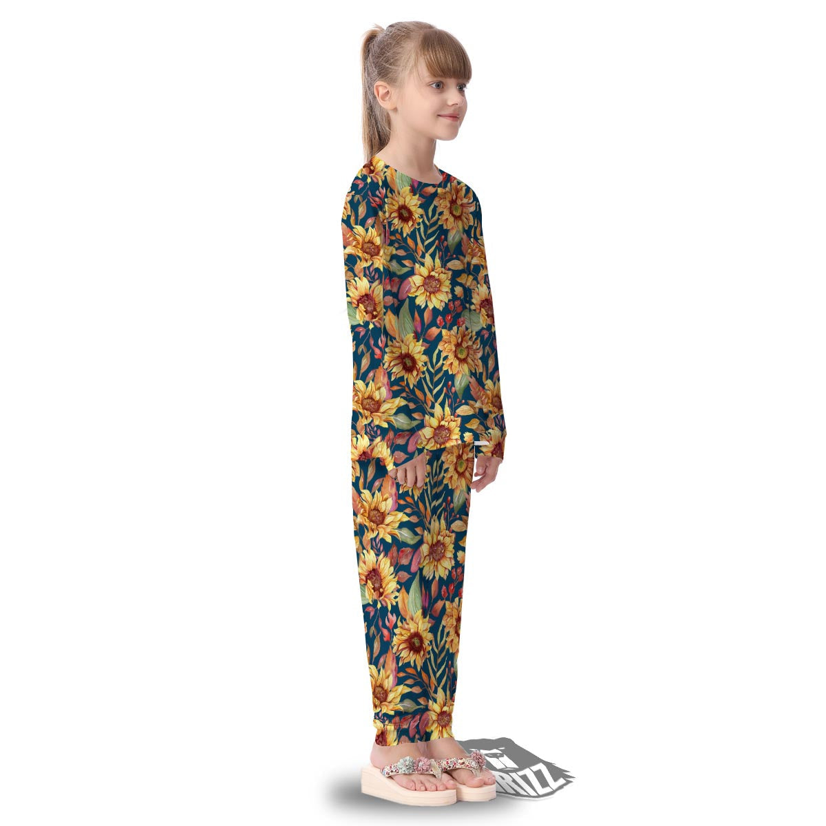 Sunflower Sage Watercolor Print Pattern Kid's Pajamas-grizzshop