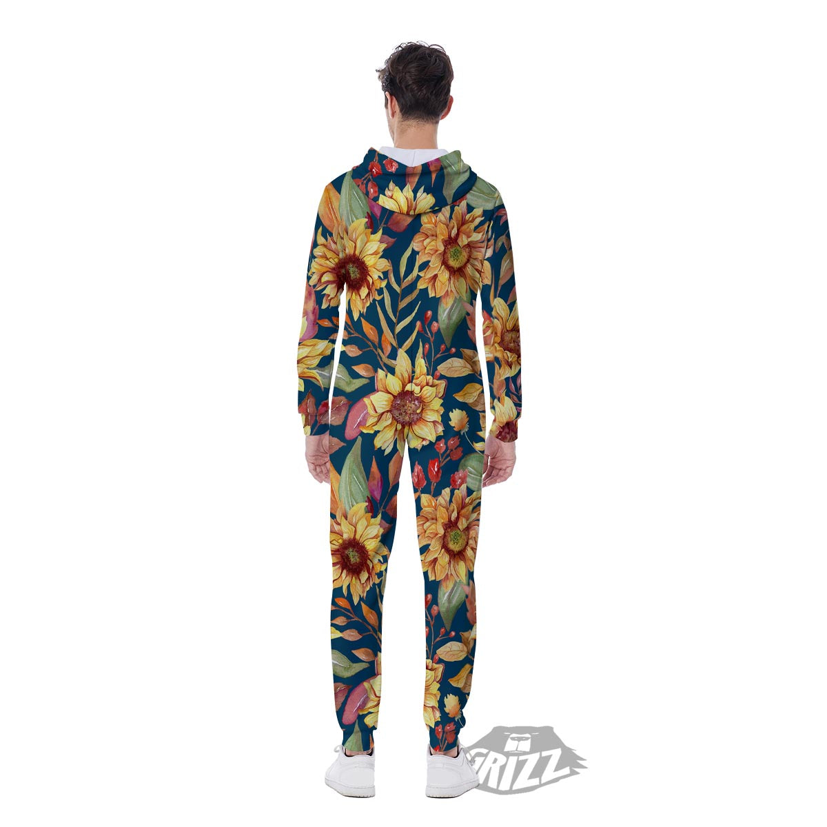 Sunflower Sage Watercolor Print Pattern Men's Jumpsuit-grizzshop