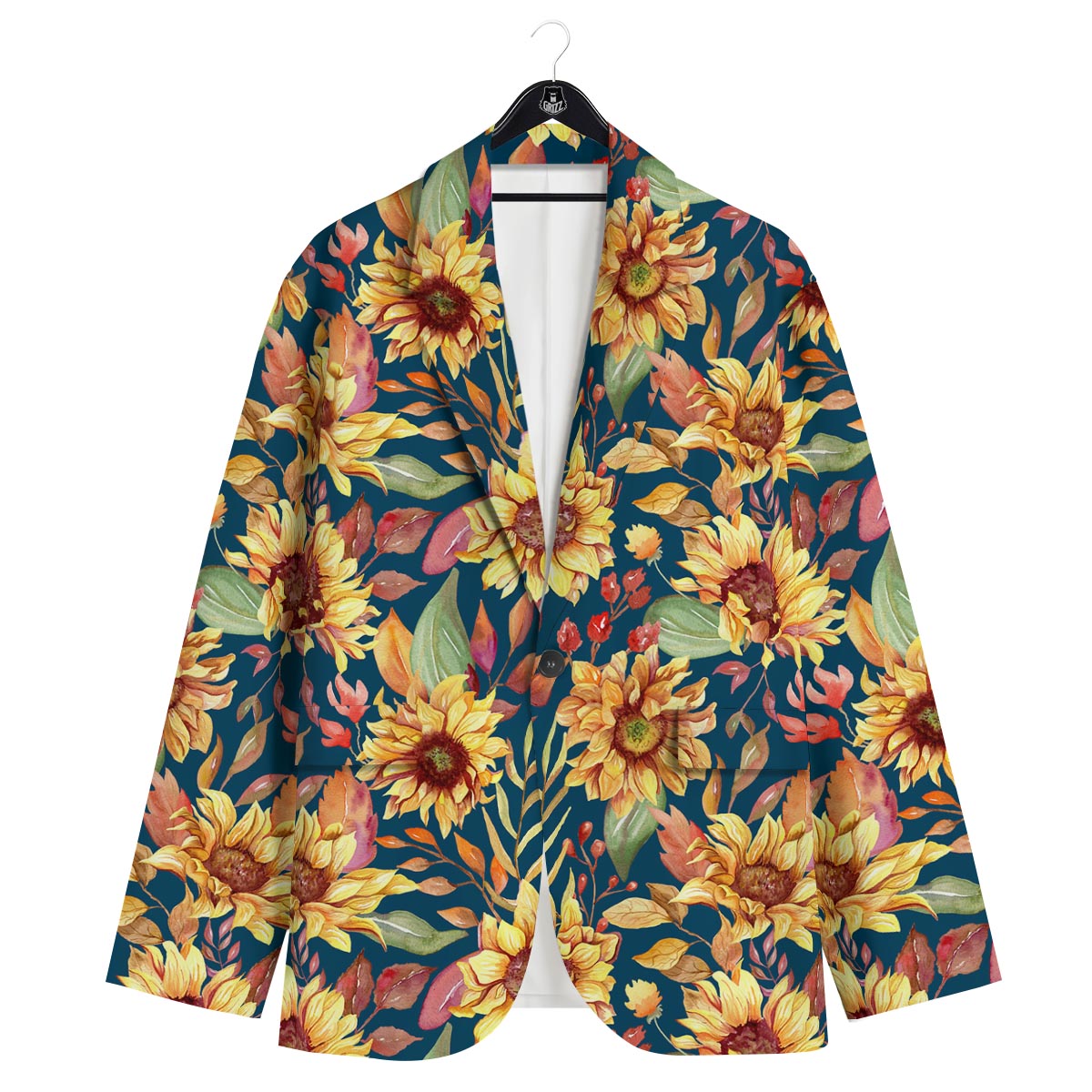 Sunflower Sage Watercolor Print Pattern Men's Sport Coat-grizzshop