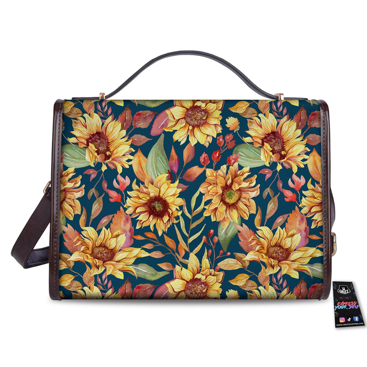 Sunflower Sage Watercolor Print Pattern Women's Satchel Bag-grizzshop