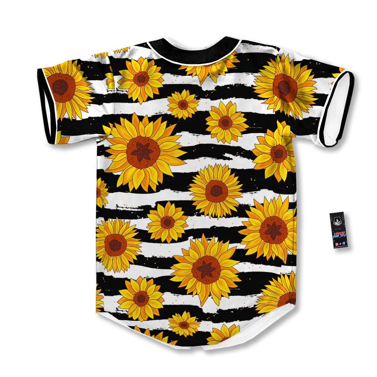 Sunflower Stripe Print Pattern Baseball Jersey-grizzshop
