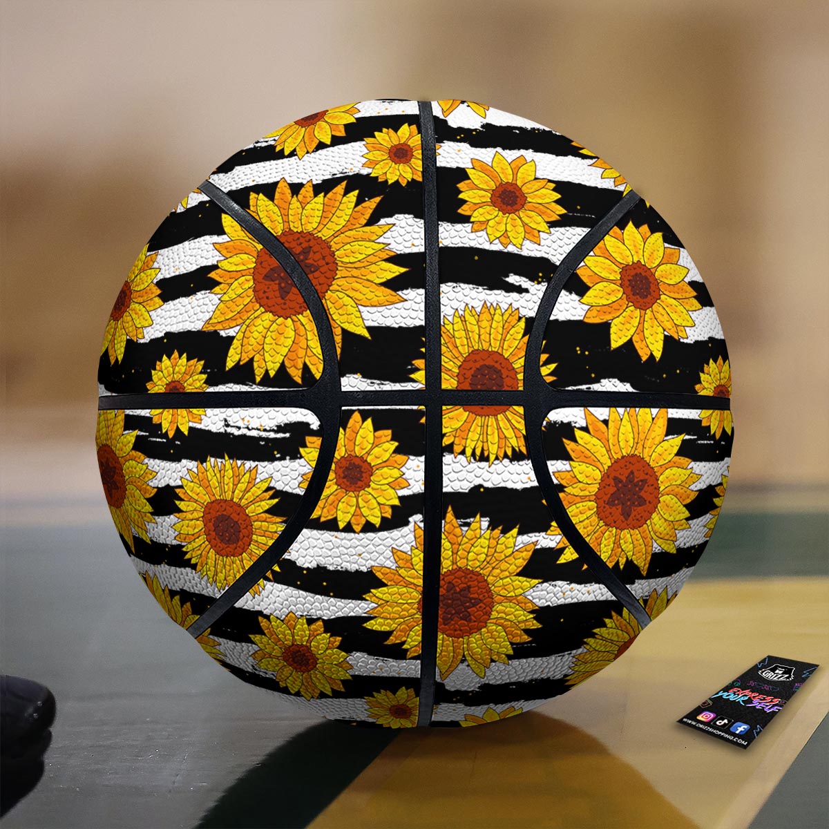 Sunflower Stripe Print Pattern Basketball