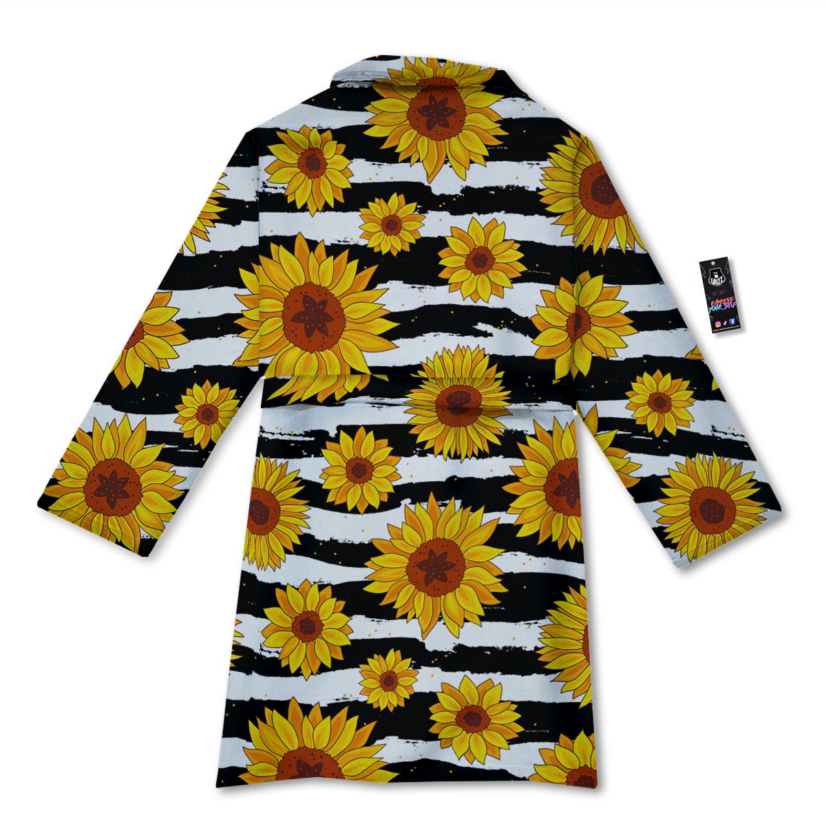 Sunflower Stripe Print Pattern Bathrobe-grizzshop