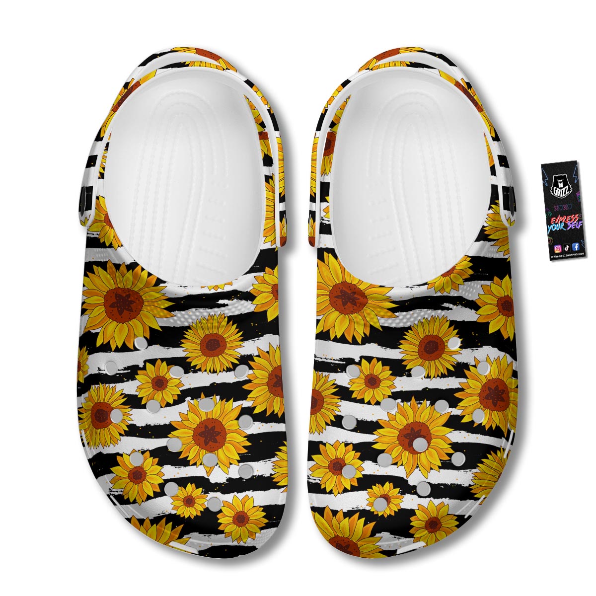 Sunflower Stripe Print Pattern Clog-grizzshop