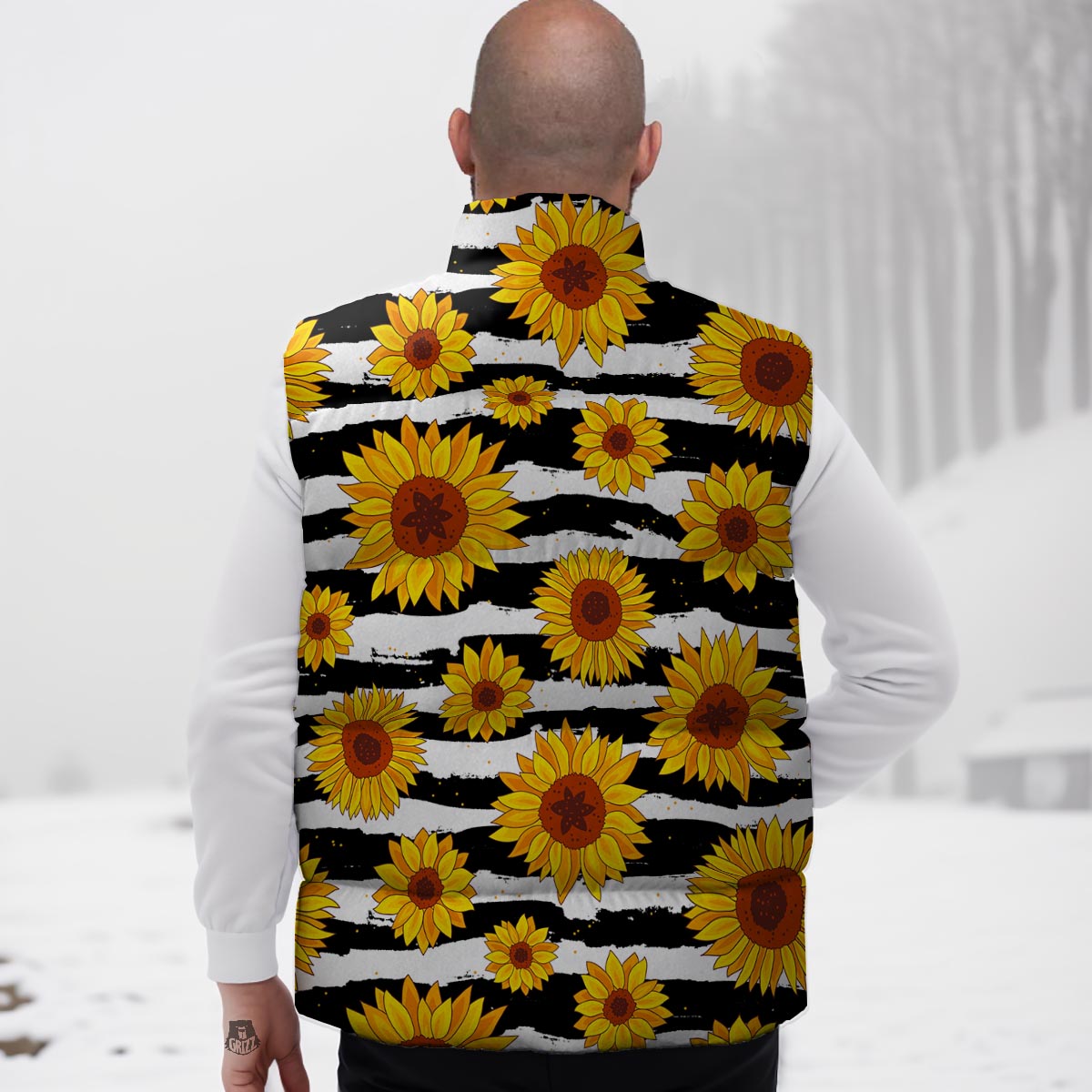 Sunflower Stripe Print Pattern Down Vest