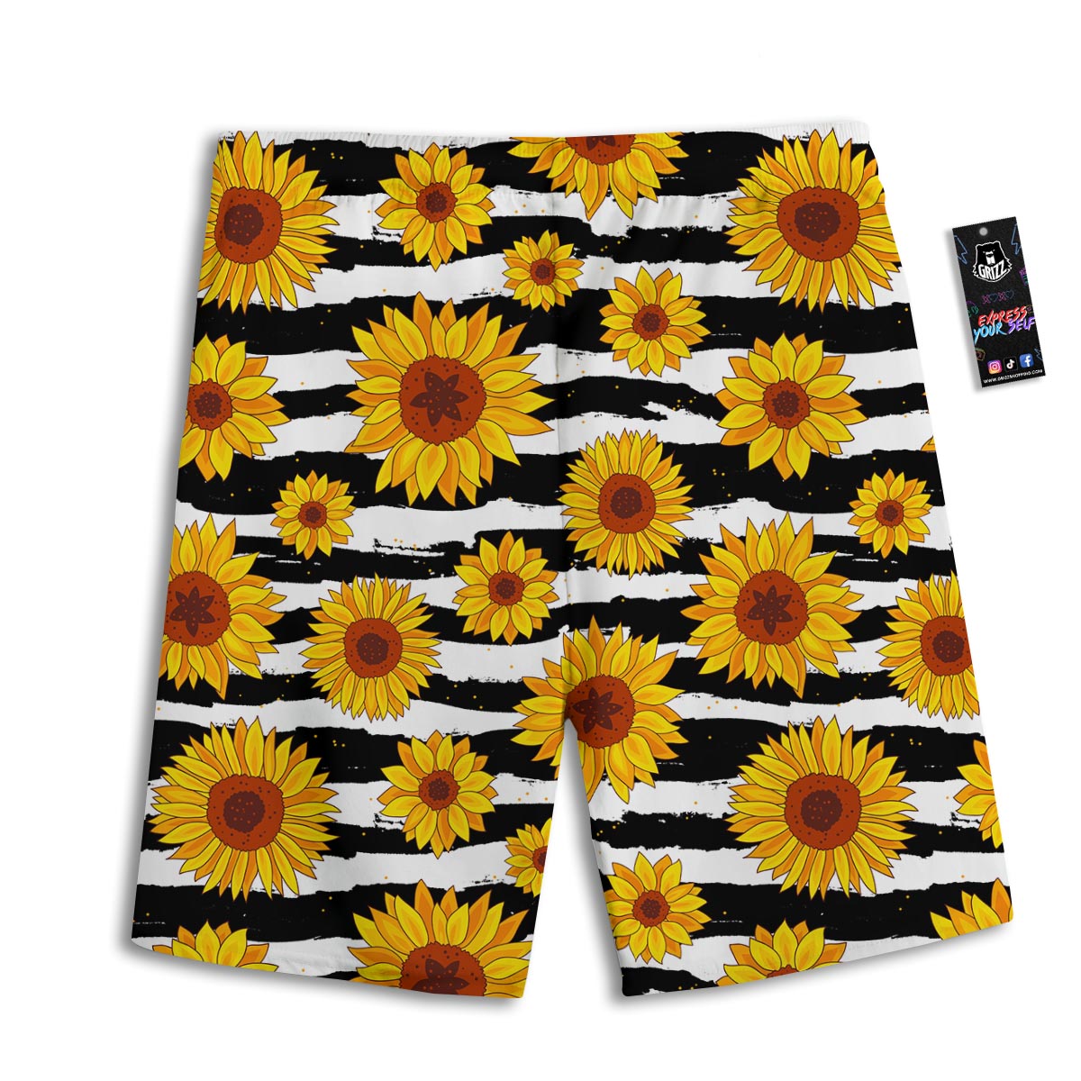 Sunflower Stripe Print Pattern Men's Athletic Shorts