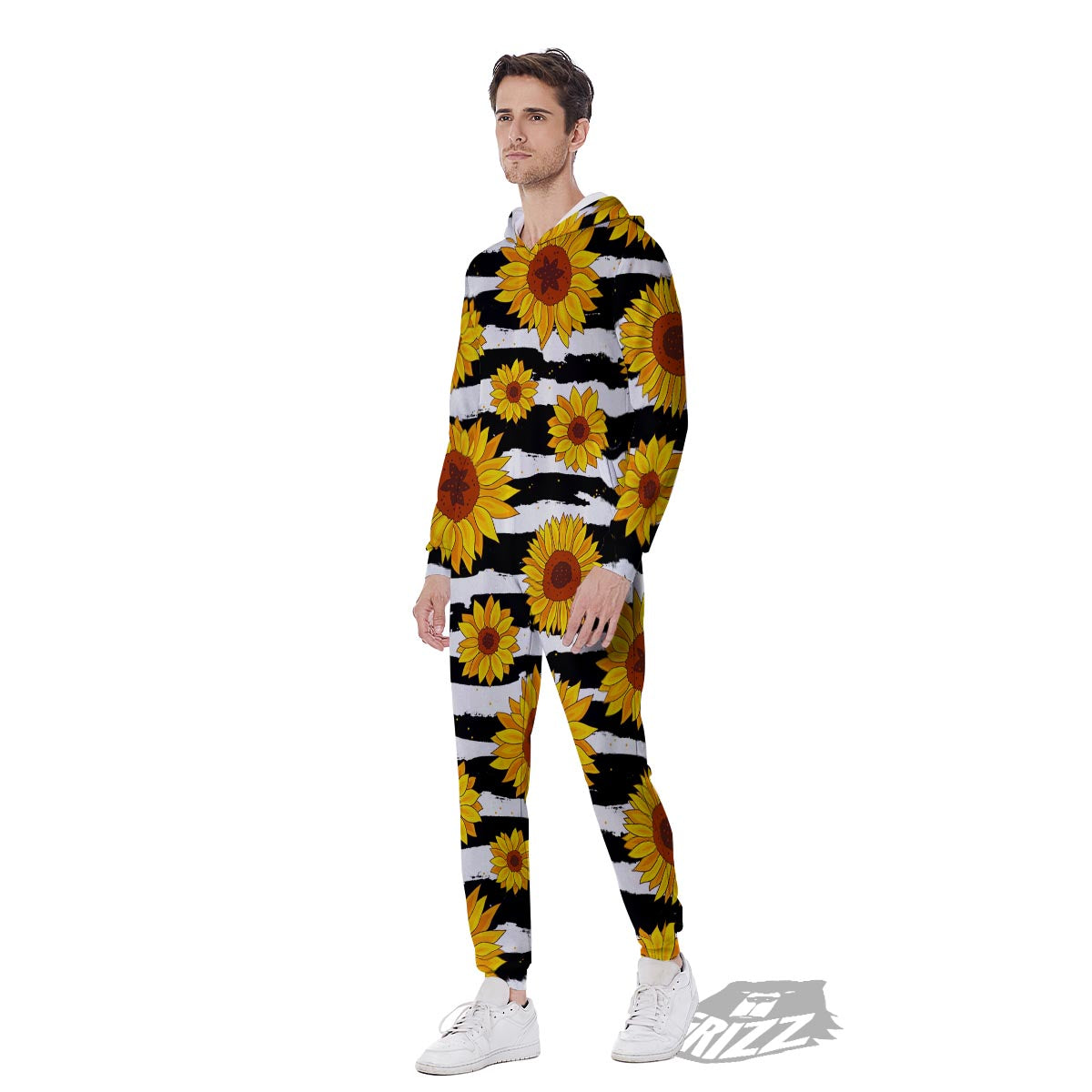 Sunflower Stripe Print Pattern Men's Jumpsuit-grizzshop