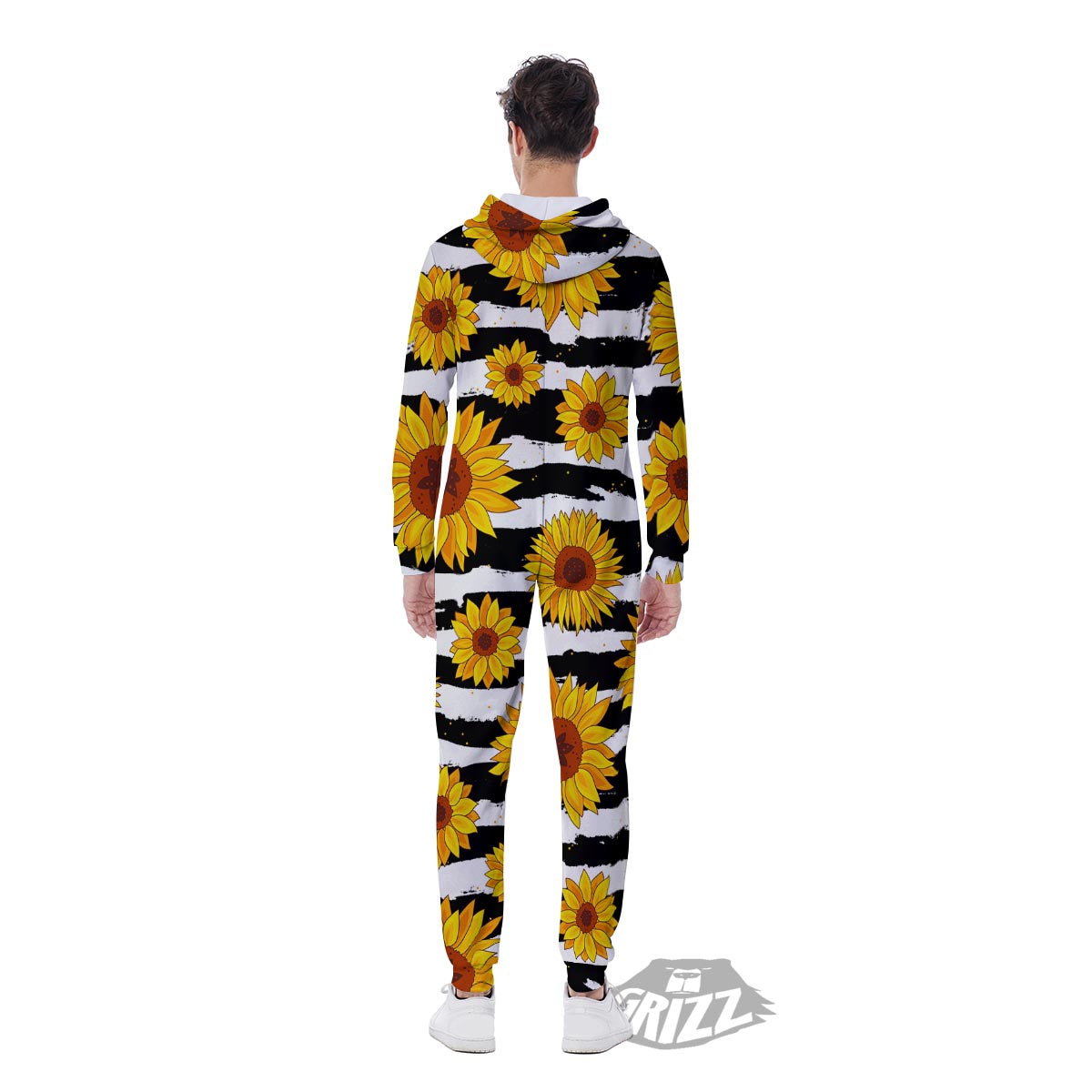Sunflower Stripe Print Pattern Men's Jumpsuit-grizzshop