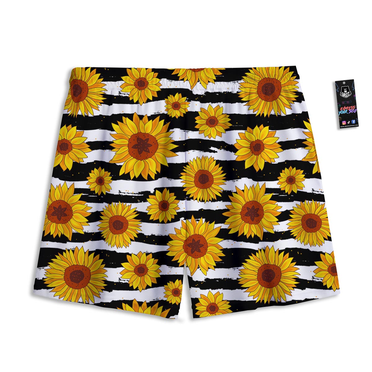 Sunflower Stripe Print Pattern Mesh Shorts