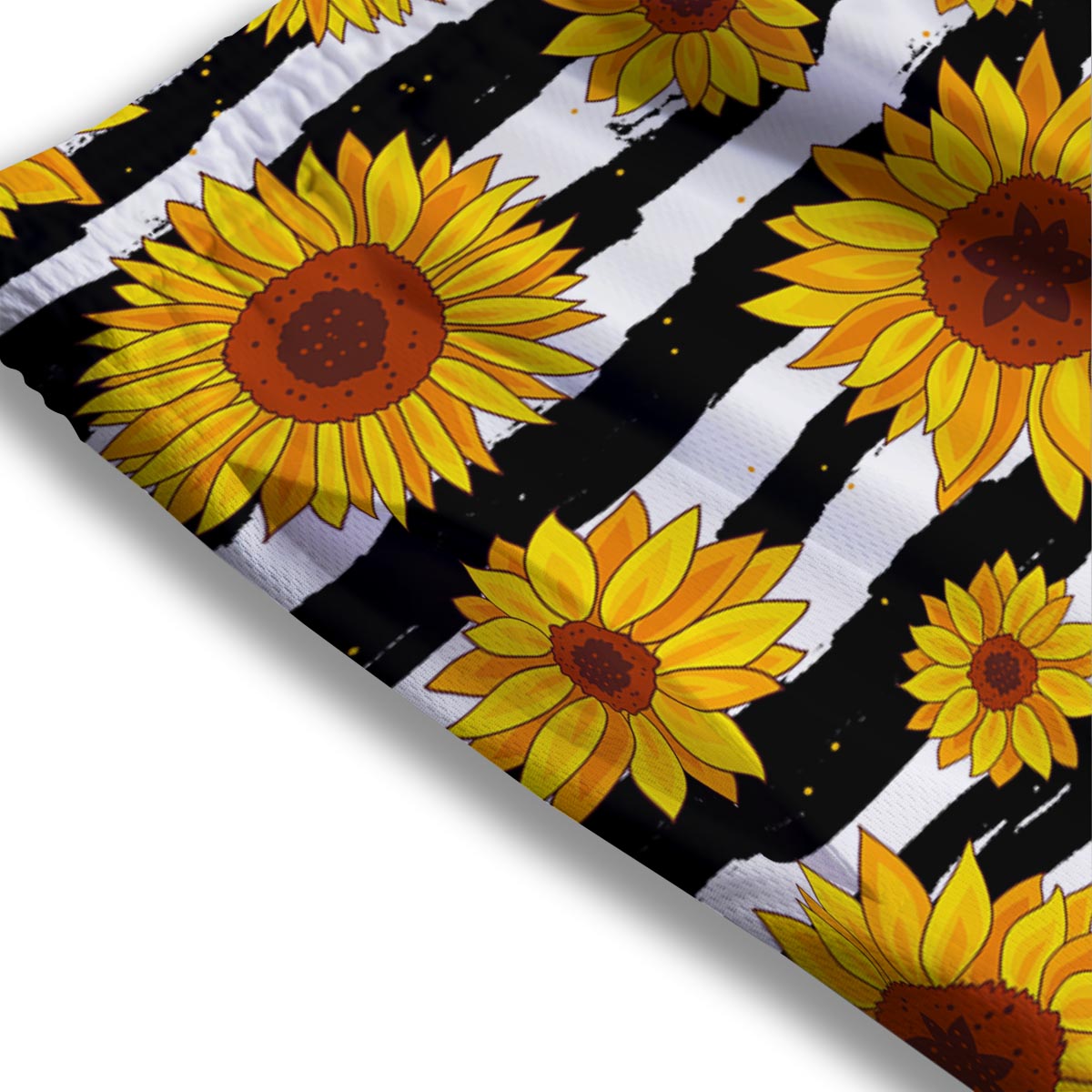 Sunflower Stripe Print Pattern Mesh Shorts
