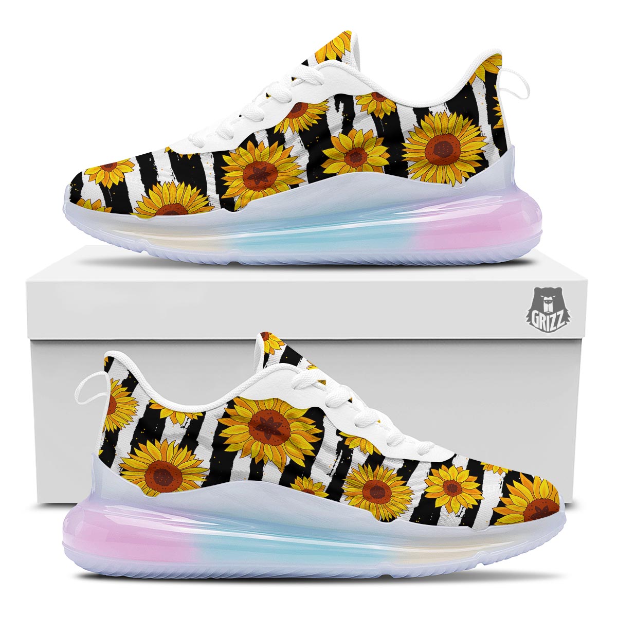 Sunflower Stripe Print Pattern Running Sneakers-grizzshop