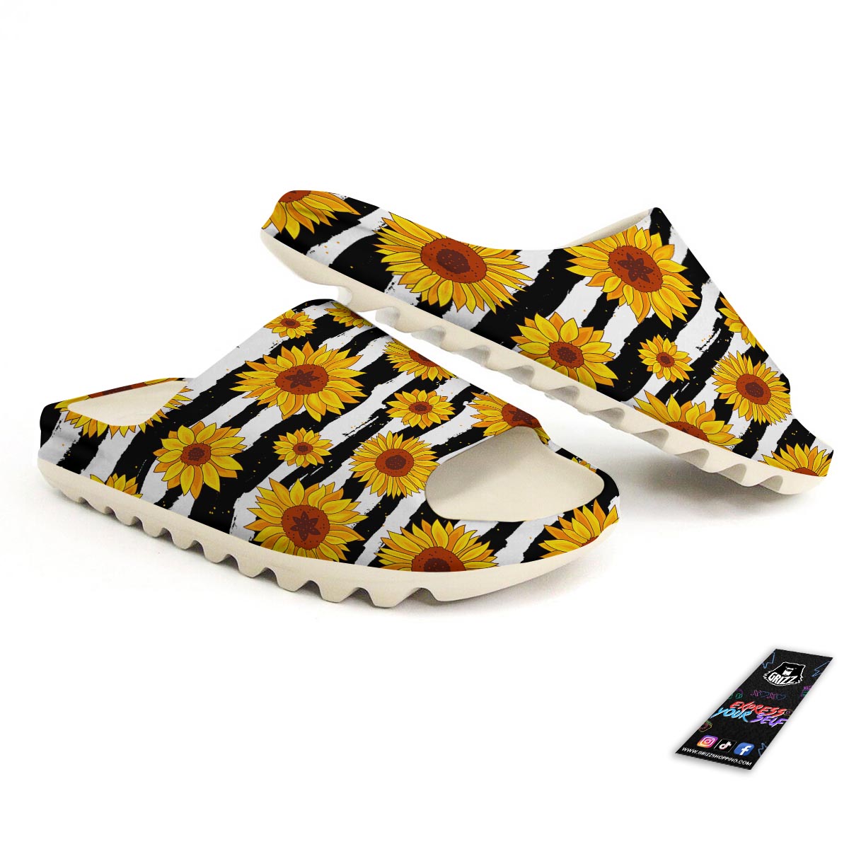 Sunflower Stripe Print Pattern Sandals-grizzshop