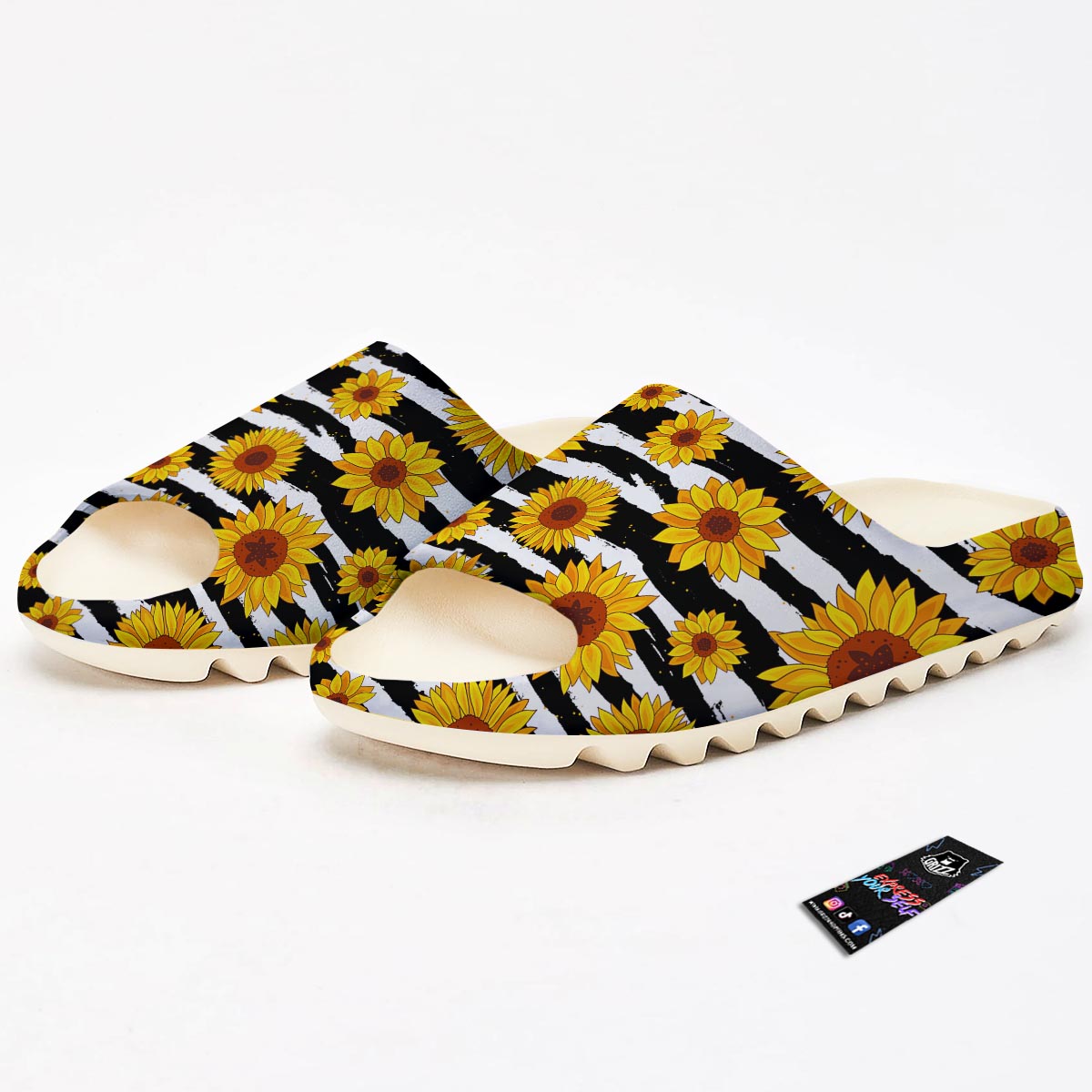 Sunflower Stripe Print Pattern Sandals-grizzshop