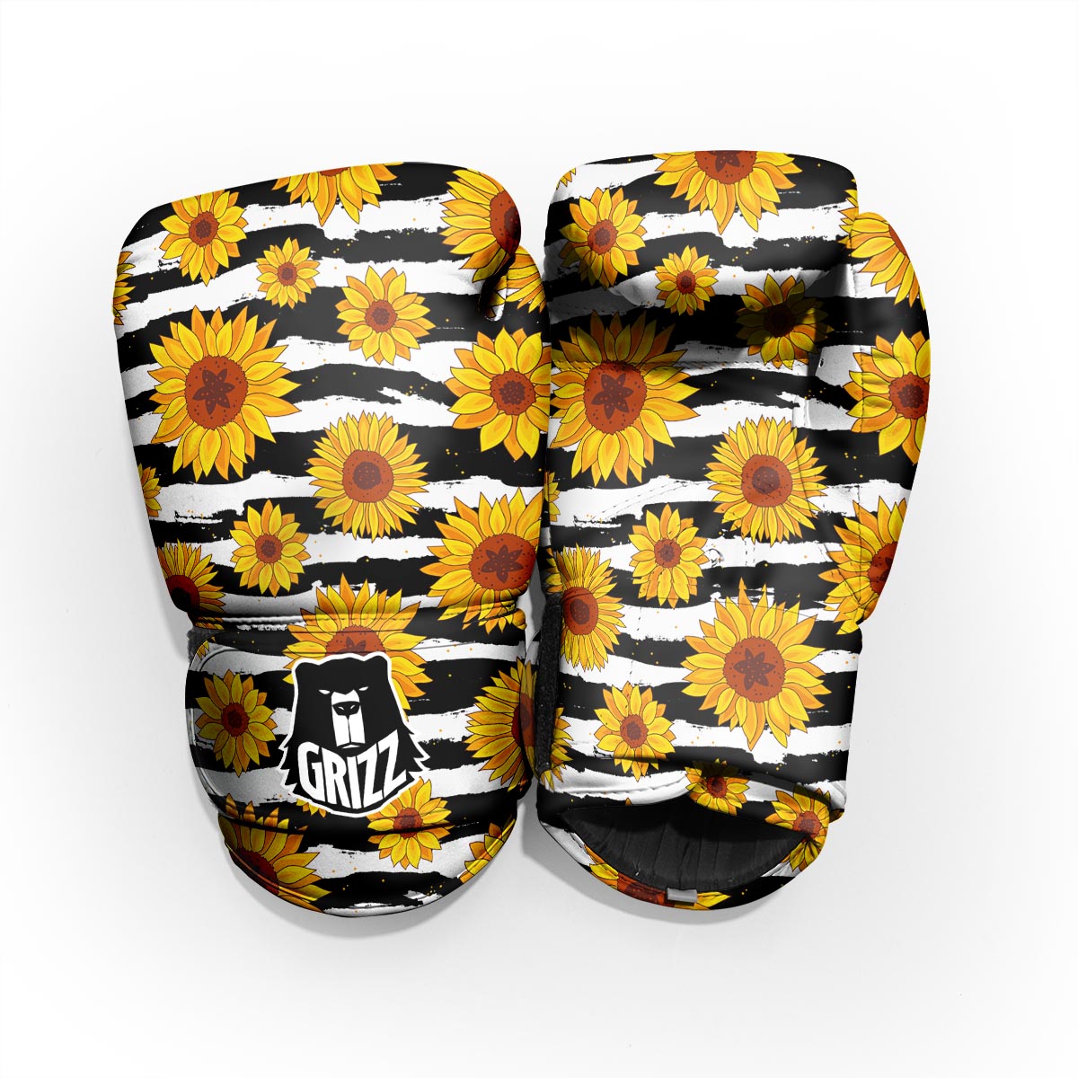 Sunflower Stripe Print Pattern Pro Boxing Glove
