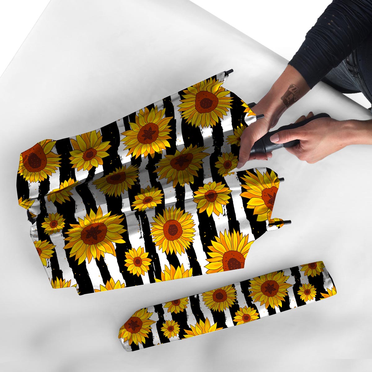 Sunflower Stripe Print Pattern Umbrella-grizzshop
