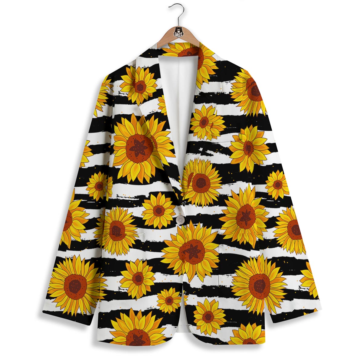 Sunflower Stripe Print Pattern Women's Blazer-grizzshop