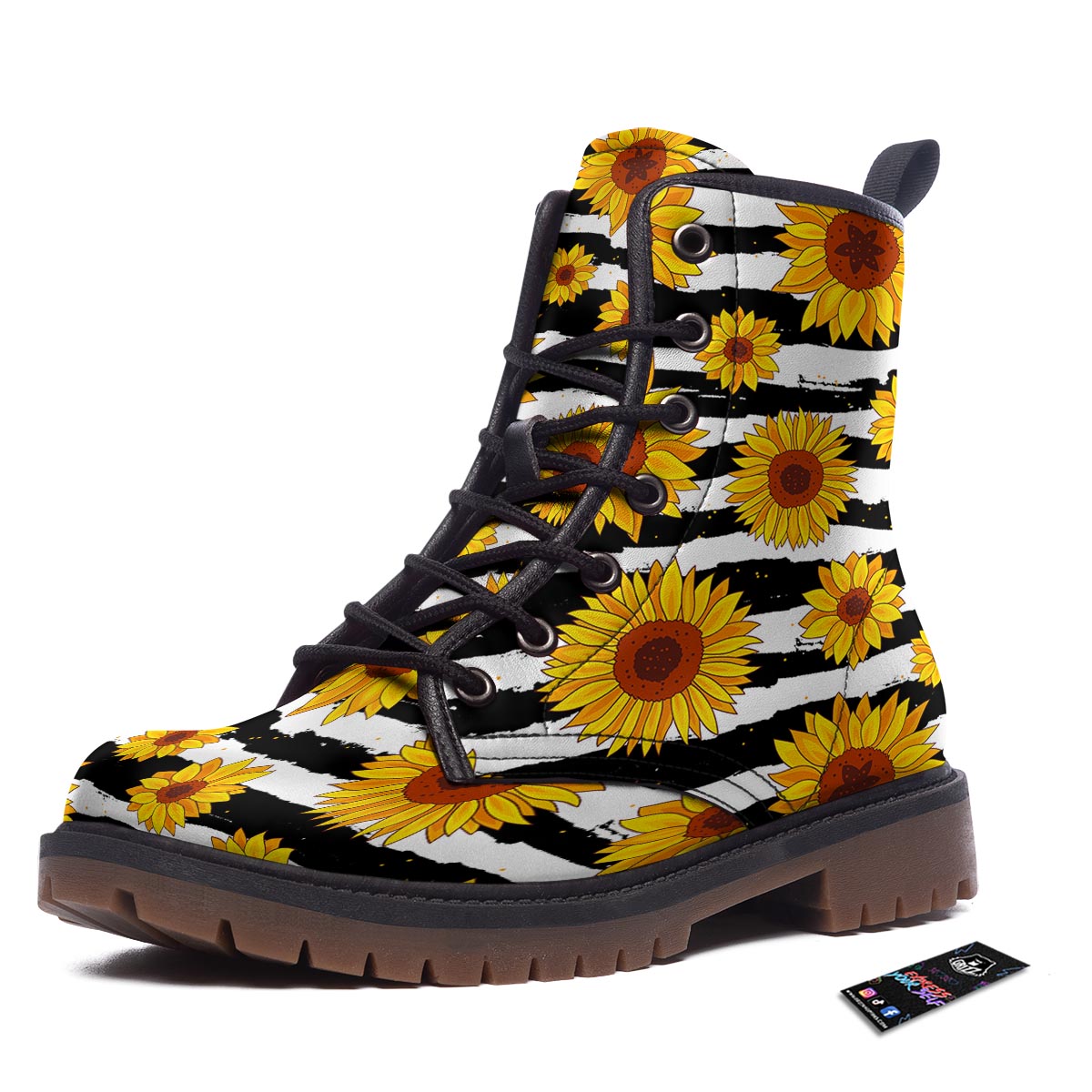 Sunflower Stripe Print Pattern Work Boots-grizzshop