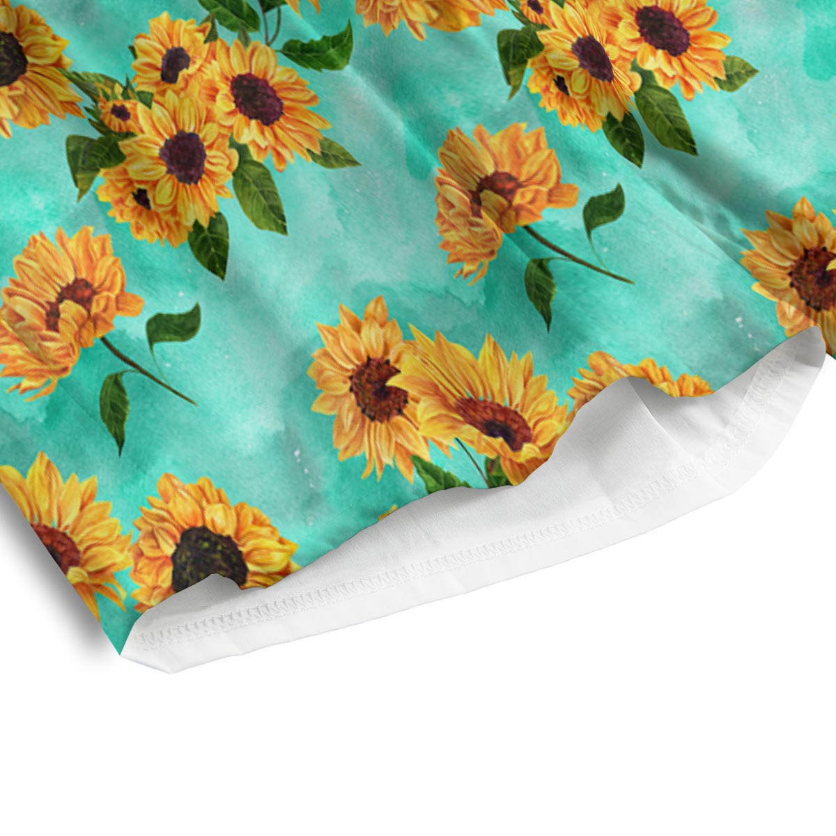 Sunflower Teal Watercolor Print Pattern Men's Athletic Shorts