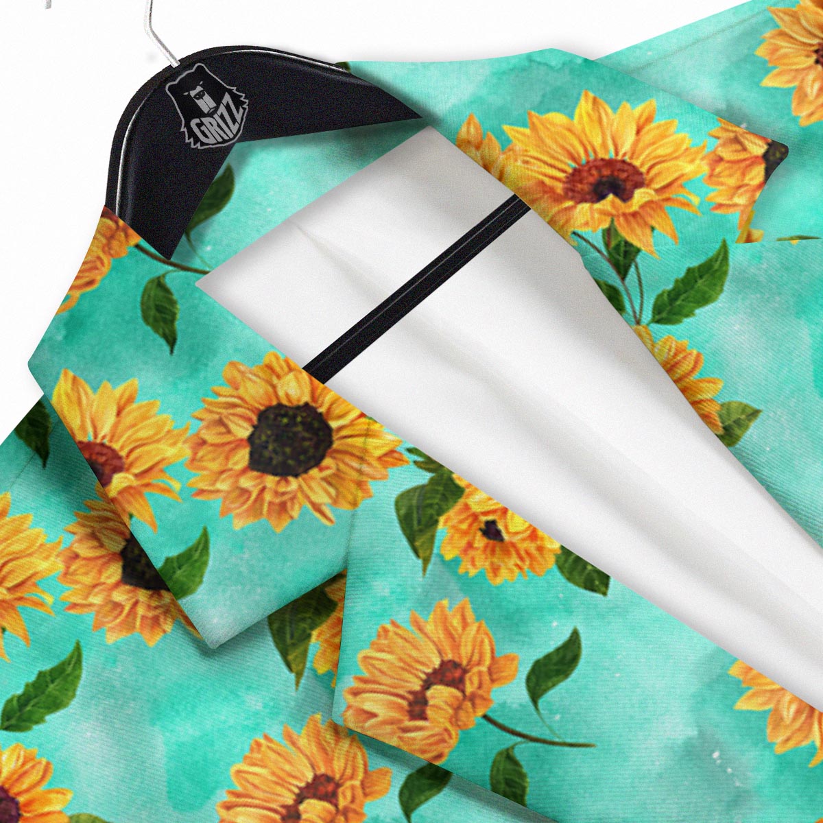 Sunflower Teal Watercolor Print Pattern Men's Sport Coat-grizzshop