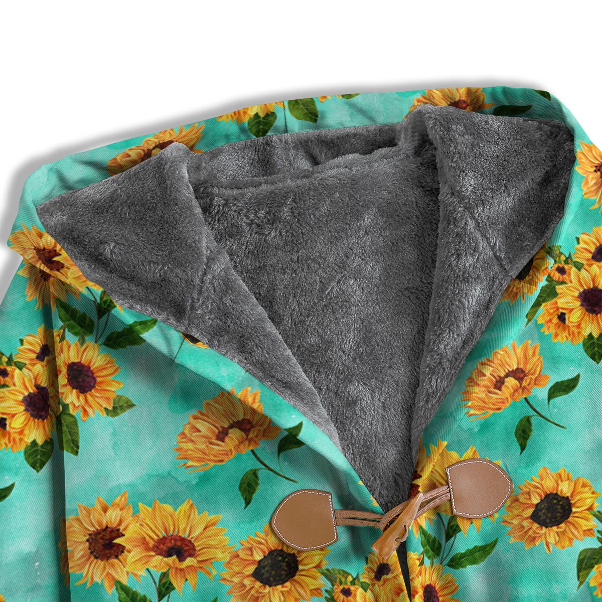 Sunflower Teal Watercolor Print Pattern Men's Windbreaker Jacket-grizzshop