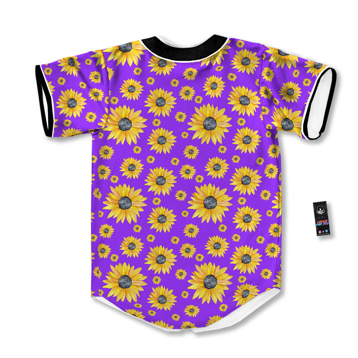 Sunflower Trippy Purple Print Pattern Baseball Jersey-grizzshop