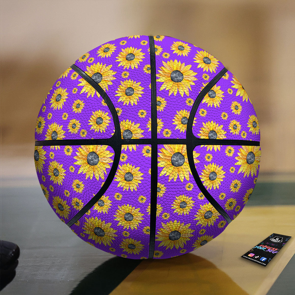 Sunflower Trippy Purple Print Pattern Basketball-grizzshop