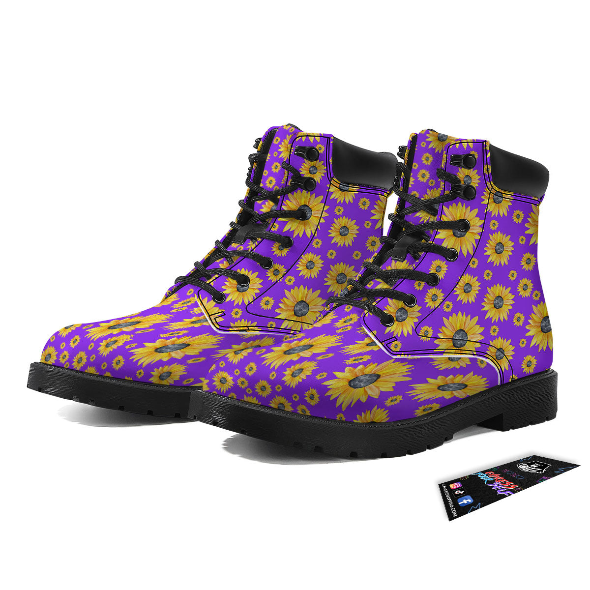 Sunflower Trippy Purple Print Pattern Boots-grizzshop