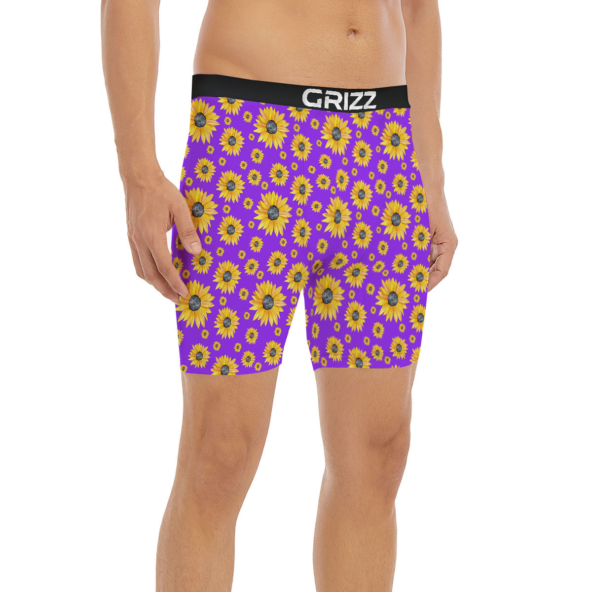 Sunflower Trippy Purple Print Pattern Boxer Briefs-grizzshop