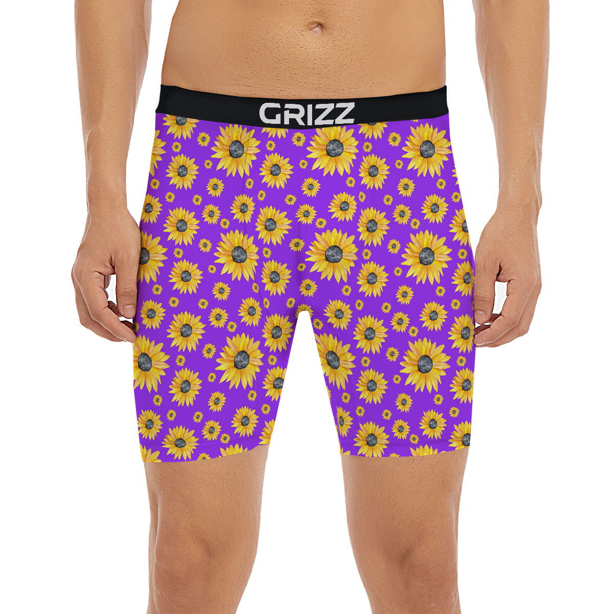 Sunflower Trippy Purple Print Pattern Boxer Briefs-grizzshop