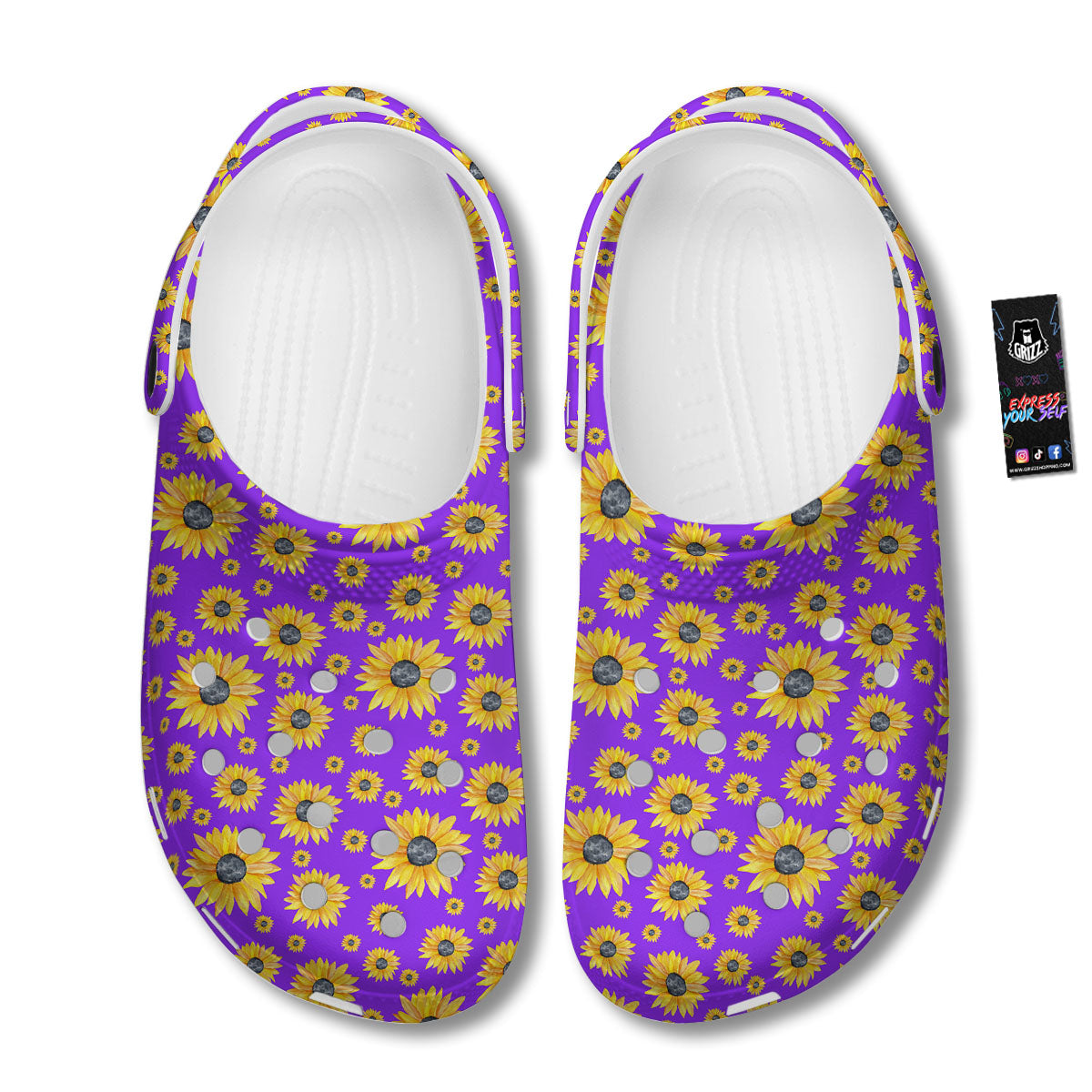 Sunflower Trippy Purple Print Pattern Clog-grizzshop