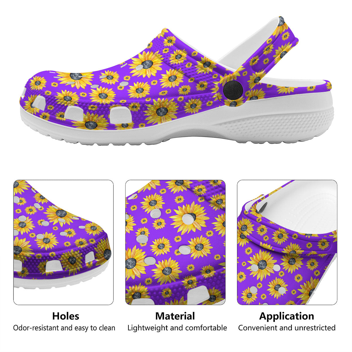 Sunflower Trippy Purple Print Pattern Clog-grizzshop
