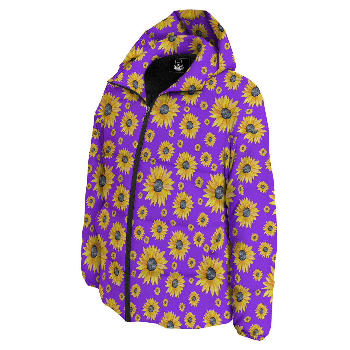 Sunflower Trippy Purple Print Pattern Down Jacket-grizzshop