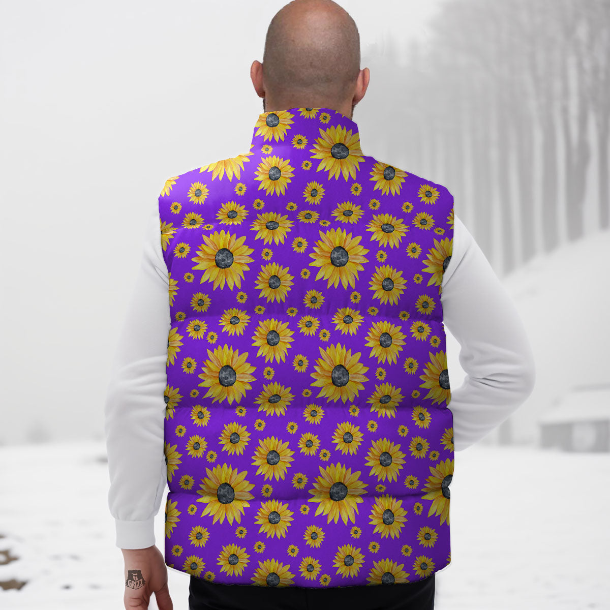 Sunflower Trippy Purple Print Pattern Down Vest