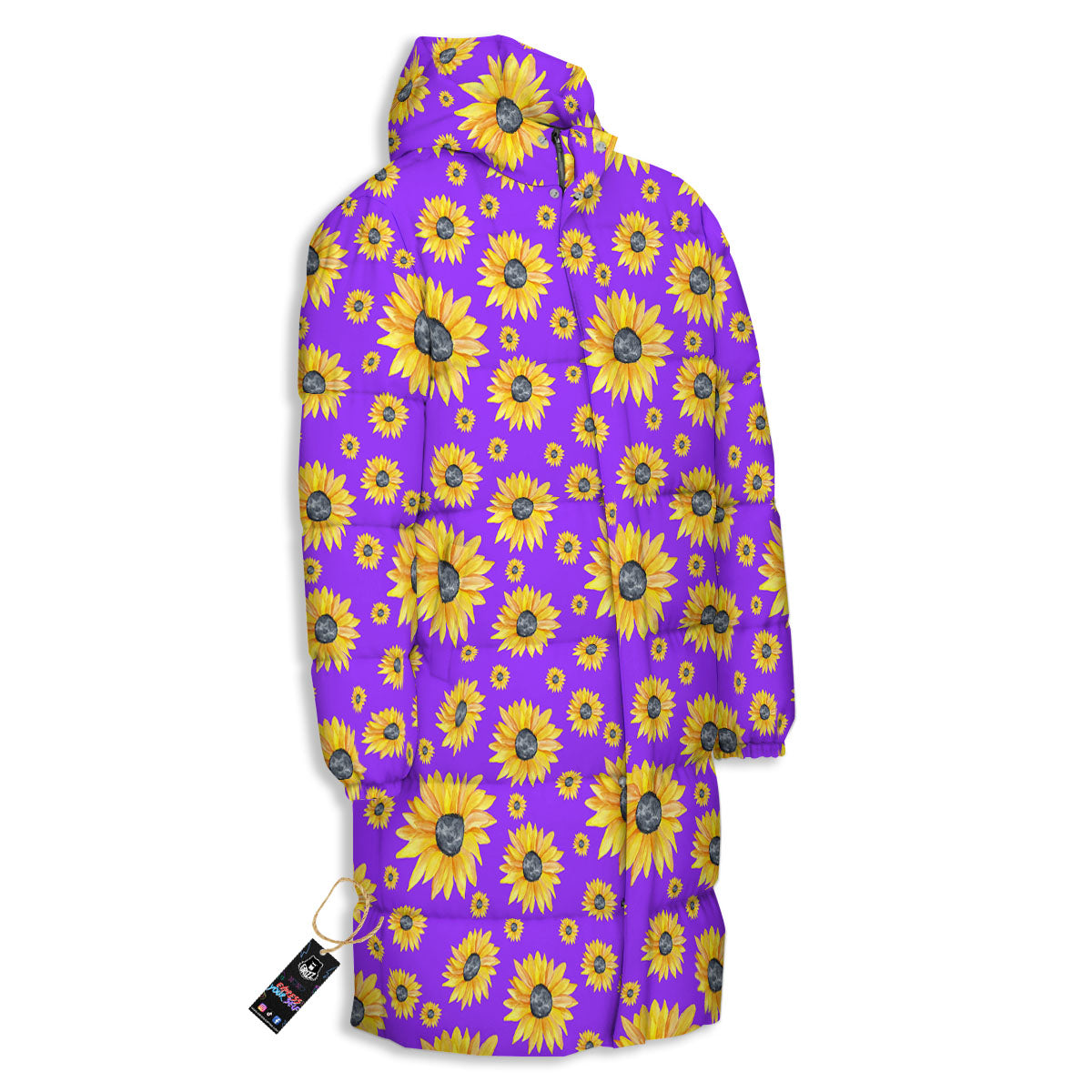 Sunflower Trippy Purple Print Pattern Long Down Jacket-grizzshop
