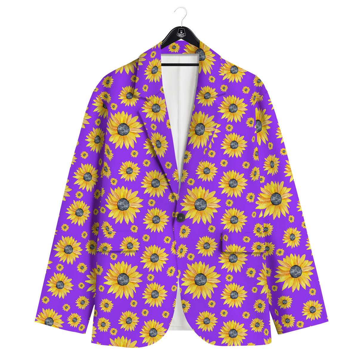 Sunflower Trippy Purple Print Pattern Men's Sport Coat-grizzshop