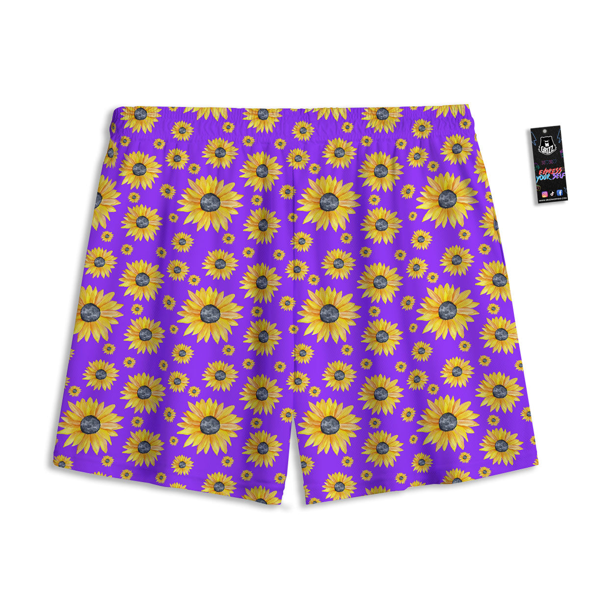Sunflower Trippy Purple Print Pattern Mesh Shorts
